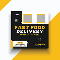 Fast food delivery social media instagram banner template