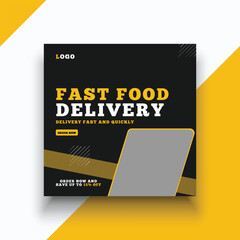 Fast food delivery social media instagram banner template