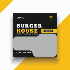 Burger delivery social media instagram banner template
