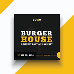 Burger delivery social media instagram banner template
