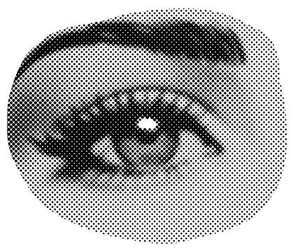 PNG Eye Collage Element Isolated Halftone white. Transparent backgrund