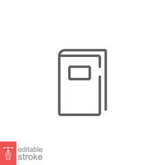 Dictionary book icon. Simple outline style. Literature, encyclopedia, library, education concept. Thin line symbol. Vector illustration isolated on white background. Editable stroke EPS 10.