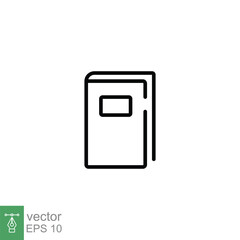 Dictionary book icon. Simple outline style. Literature, cover, diary, education concept. Thin line symbol. Vector illustration isolated on white background. EPS 10.