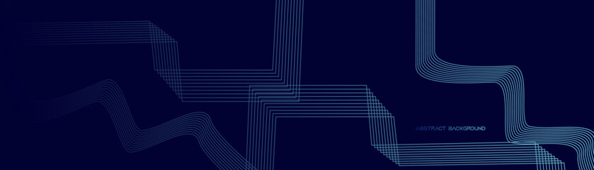 Abstract glowing circle lines on dark blue.brown.orange.yellow background. Geometric line art design. Modern glossy blue outline. Futuristic technology concept. Horizontal banner template.