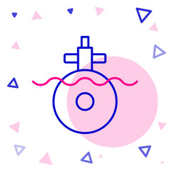 Line Submarine icon isolated on white background. Military ship. Colorful outline concept. Vector