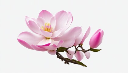 pink magnolia on transparent background - obrazy, fototapety, plakaty
