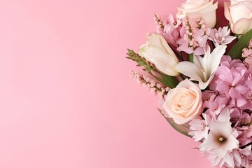Obraz na płótnie Canvas Daisy pink botanical floral on plain color background AI Generated