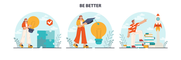 Be better concept set. Education and self-development. Increasing