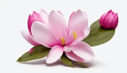 Pink magnolia on transparent background, generative ai - obrazy, fototapety, plakaty