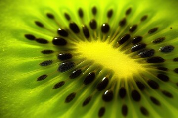 Super close up of a fresh green kiwi slice, generative ai beautiful art
