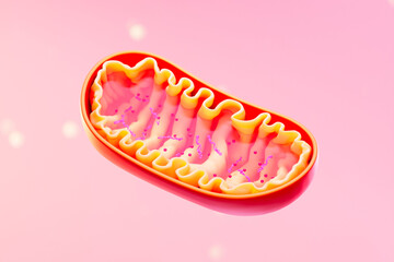 Cross-Section View of Mitochondria - A Detailed 3D Rendering of the Organelle.