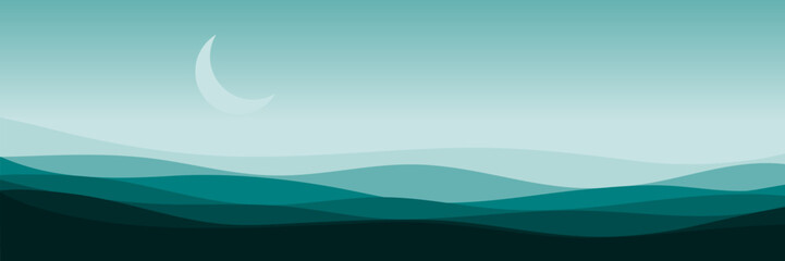 Obraz premium crescent moon in the sunset sky horizon vector illustration good for wallpaper design, design template, background template, and tourism design template