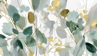 background with flowers and leaves. Generative AI