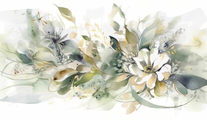 background with white flowers. Generative AI