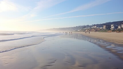 Fototapeta na wymiar Beautiful Ocean Beach Panorama Banner. Generative AI.