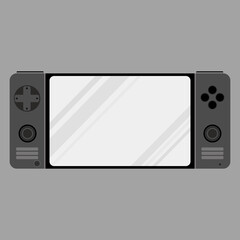 Obraz premium Portable wide screen game console in black and white flat vector illustration