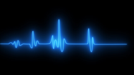 Heartbeat ecg electrocardiogram neon line wave . Ekg cardio heart beat cardiology frequency monitor