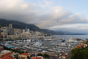 view of the city and  port. Day in Monako