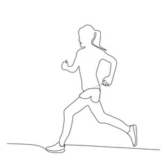 Fototapeta na wymiar continuous line drawing of person doing sport running