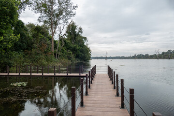 Fototapeta na wymiar West Baray Lake, is a reservoir, at Angkor, Cambodia, oriented east–west and located just west of the walled city Angkor Thom