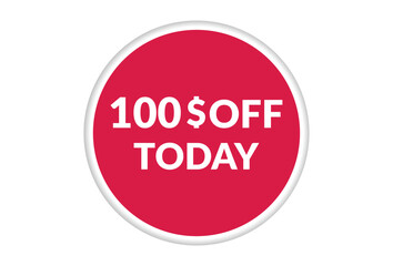 Best price only today 100$ off . Red vector banner illustration isolated on white background