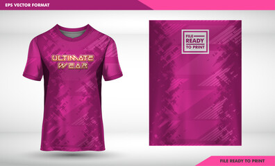 design for woaman dark magenta extrime ware Fabric textile design for Sport t-shirt, Soccer jersey mockup for football club. uniform front view