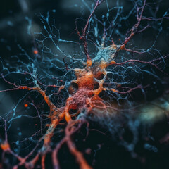  a single neuron in the brain, intricately colored and shaped witch Generative AI technology