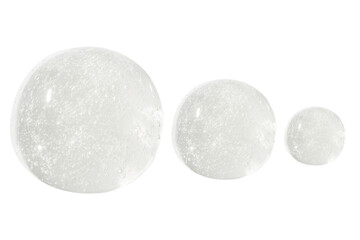The texture of the liquid gel. Transparent texture of hyaluronic acid gel. Ball, circle. drop of gel. PNG. Set