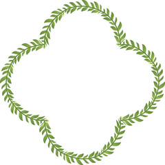 Quatrefoil Frame green leaf vector flower frame wreath floral leaf foliage leaves botanical borders isolate natural decoration wedding anniversary celebration greeting success valentine Christmas