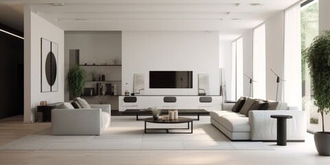 Obraz na płótnie Canvas Contemporary Stylish Living Room Design AI Generated Generative AI