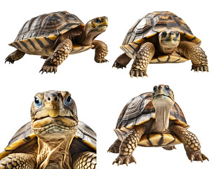 Naklejka premium Turtle tortoise, many angles and view portrait side back head shot isolated on transparent background cutout , PNG file,