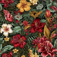 Beautiful elegant flower seamless pattern, created with generative AI