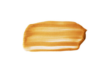 A dab of gold paint on a white background.