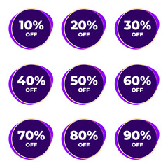 SALE BADGE TEMPLATE DESIGN SET. OFFER WITH DIFFERENT DISCOUNT PROMOTION.MODERN SET DESIGN VECTOR FOR YOUR BUSINESS