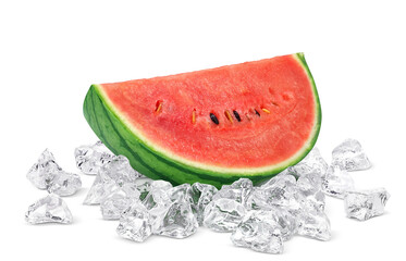 スイカと氷のイラスト リアル