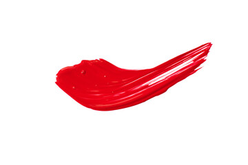 Fototapeta premium A dab of red paint on a white background.
