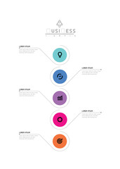 Vector infographic business presentation template with circular interconnection with 5 options.