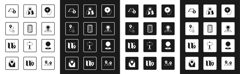 Fototapeta Set Map marker with human, City map navigation, Route location, Toll road traffic, Folded, Push pin and icon. Vector obraz