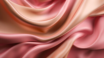 Close-up of wavy pink and yellow satin silk fabric
abstract background of elegant pink silk or satin with smooth folds. 3D rendering, abstract background, satin, silk, waves. Generated AI
