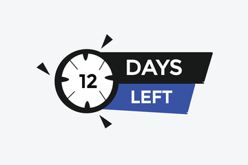 12 days left countdown template, 12 day countdown left banner label button eps 12  
