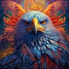 Obraz premium Illustration of a animal and abstract art, AI Generated
