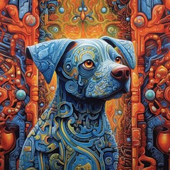 Naklejka premium Illustration of a animal and abstract art, AI Generated