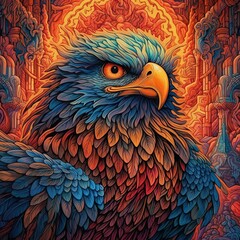 Obraz premium Illustration of a animal and abstract art, AI Generated