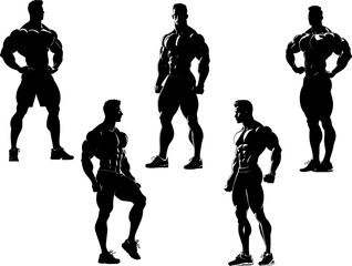 silhouettes of fitness people, vector set