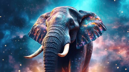 Elephant Nebulae And Galaxies Float In Space In The Smokelike Clouds Of Gas. Generative AI