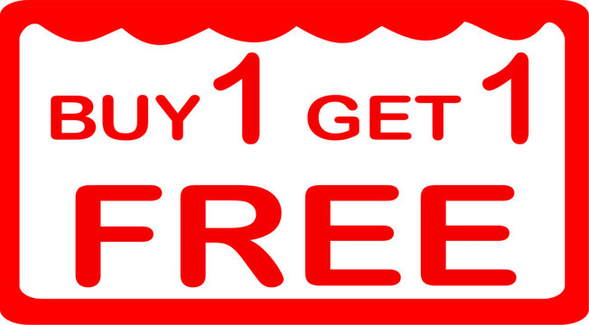Buy 1 Get 1 Free, sale banner design template, discount tag. Replaceable vector design. Vector illustration