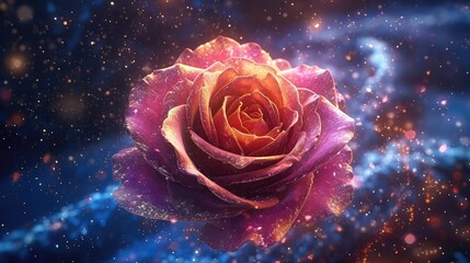 Rose Nebulae And Galaxies Float In Space In The Smokelike Clouds Of Gas. Generative AI