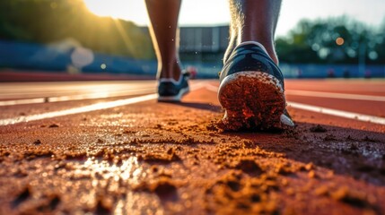 Athletes Feet Running On A Track. Generative AI