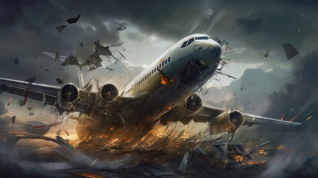 Military Plane Crashes In A Storm Crashes In A Storm. Generative AI