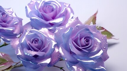 Purple Rose Flowers Glitter Super Detail. Generative AI